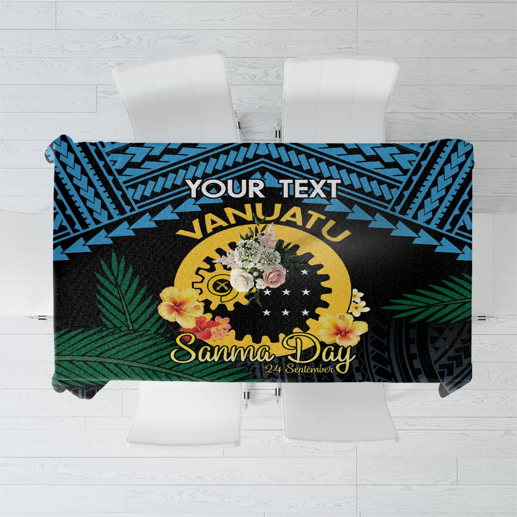 Personalised Sanma Day Tablecloth Vanuatu Provinces Polynesian Pattern LT14 Black - Polynesian Pride
