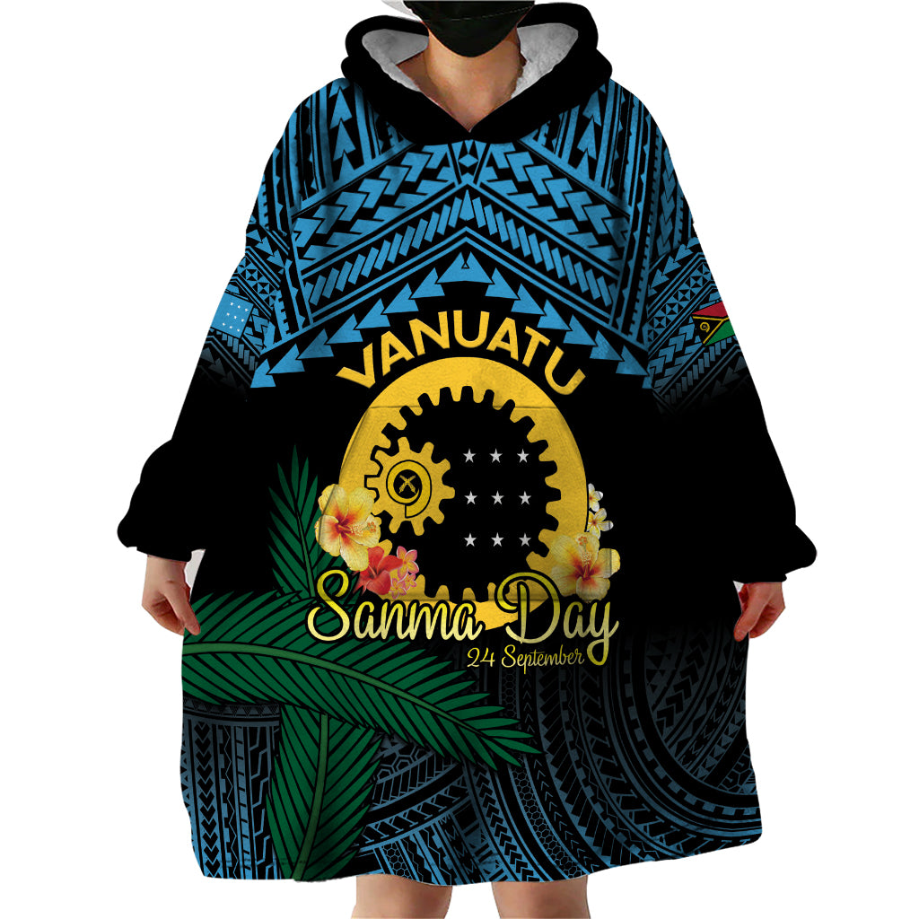 Personalised Sanma Day Wearable Blanket Hoodie Vanuatu Provinces Polynesian Pattern LT14 - Polynesian Pride