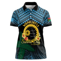 Personalised Sanma Day Women Polo Shirt Vanuatu Provinces Polynesian Pattern LT14 Female Black - Polynesian Pride