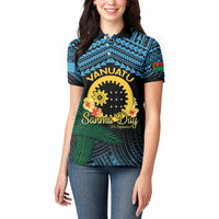 Personalised Sanma Day Women Polo Shirt Vanuatu Provinces Polynesian Pattern LT14 - Polynesian Pride