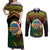 Personalised Tafea Day Couples Matching Off Shoulder Maxi Dress and Long Sleeve Button Shirt Vanuatu Provinces Polynesian Pattern