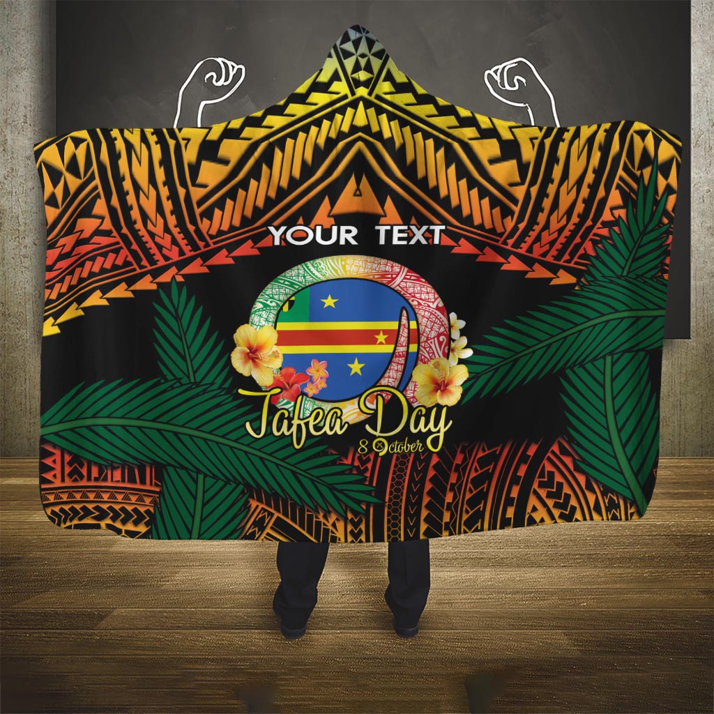 Personalised Tafea Day Hooded Blanket Vanuatu Provinces Polynesian Pattern LT14 One Size Black - Polynesian Pride