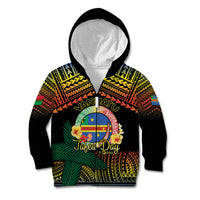 Personalised Tafea Day Kid Hoodie Vanuatu Provinces Polynesian Pattern LT14 Zip Hoodie Black - Polynesian Pride
