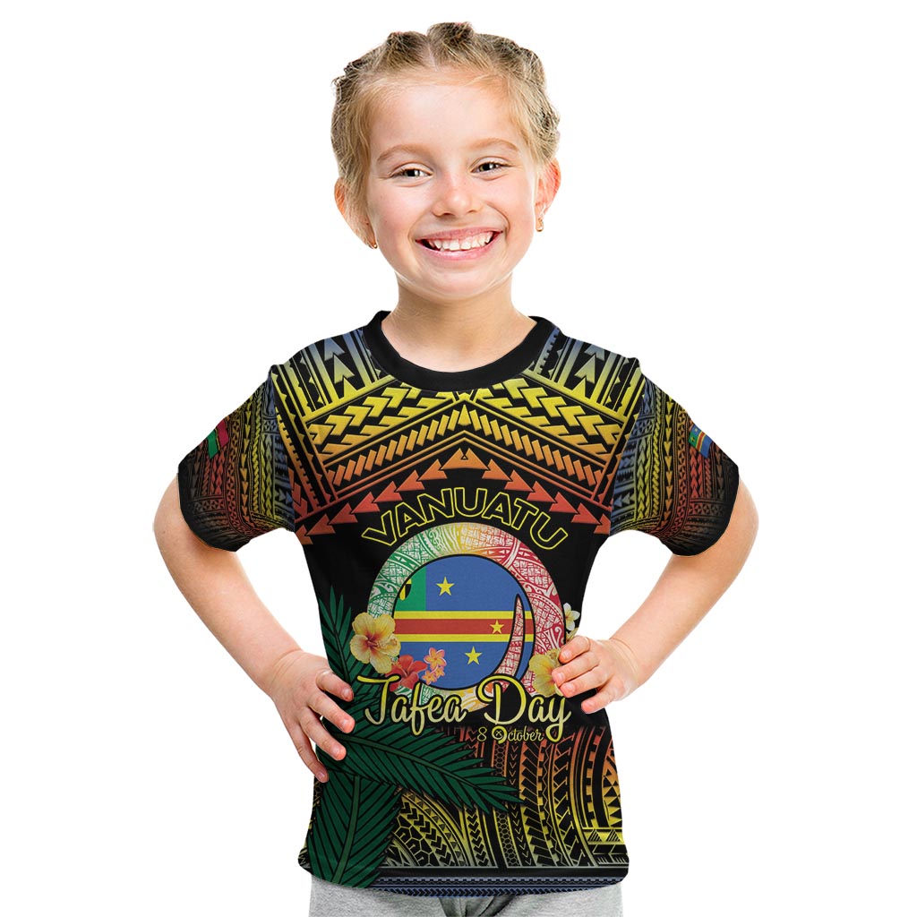 Personalised Tafea Day Kid T Shirt Vanuatu Provinces Polynesian Pattern LT14 Black - Polynesian Pride