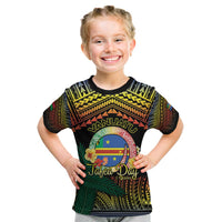 Personalised Tafea Day Kid T Shirt Vanuatu Provinces Polynesian Pattern LT14 Black - Polynesian Pride