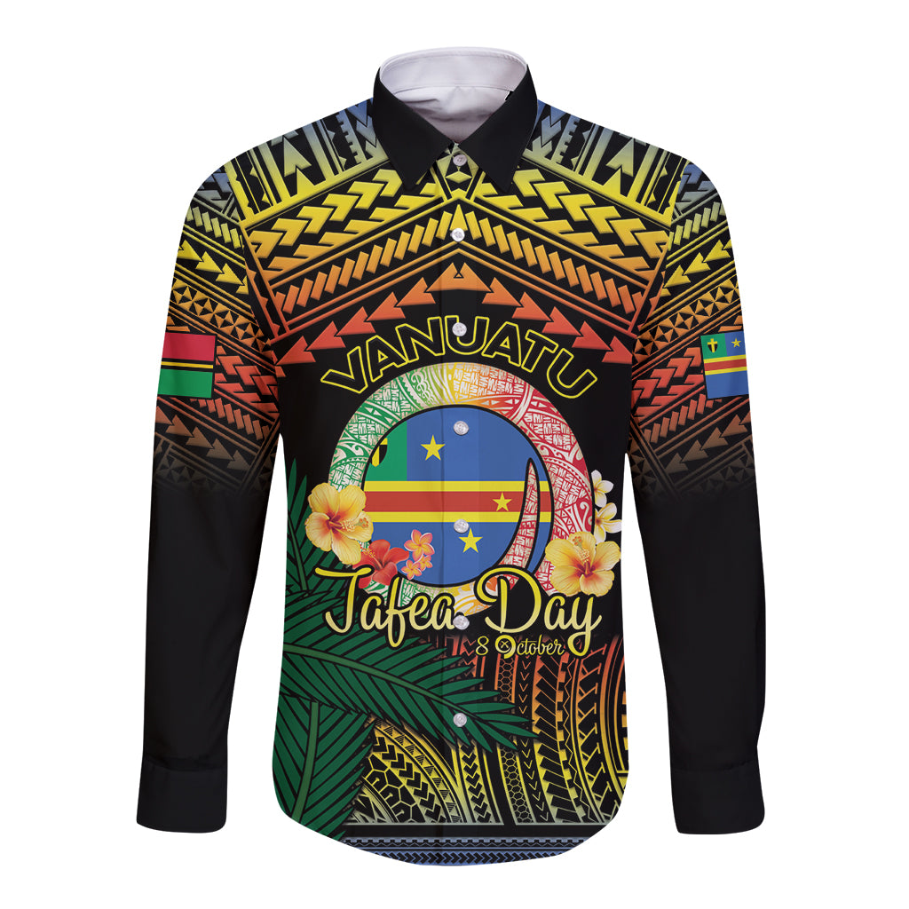 Personalised Tafea Day Long Sleeve Button Shirt Vanuatu Provinces Polynesian Pattern LT14 Unisex Black - Polynesian Pride