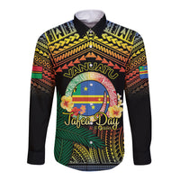 Personalised Tafea Day Long Sleeve Button Shirt Vanuatu Provinces Polynesian Pattern LT14 Unisex Black - Polynesian Pride