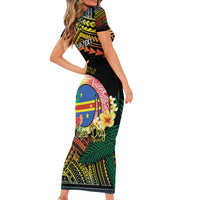 Personalised Tafea Day Short Sleeve Bodycon Dress Vanuatu Provinces Polynesian Pattern LT14 - Polynesian Pride