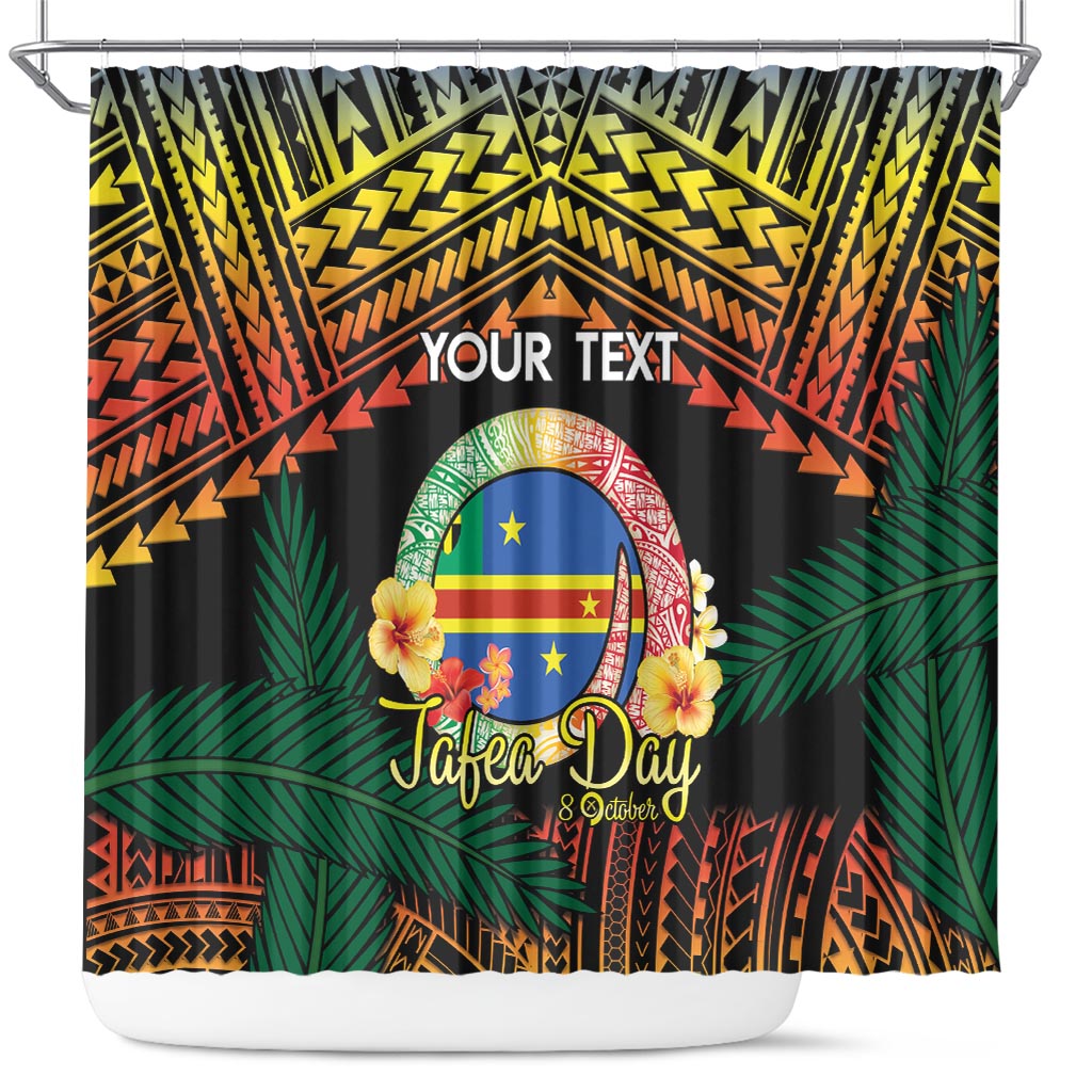 Personalised Tafea Day Shower Curtain Vanuatu Provinces Polynesian Pattern LT14 Black - Polynesian Pride