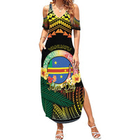 Personalised Tafea Day Summer Maxi Dress Vanuatu Provinces Polynesian Pattern LT14 Women Black - Polynesian Pride