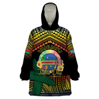 Personalised Tafea Day Wearable Blanket Hoodie Vanuatu Provinces Polynesian Pattern LT14 One Size Black - Polynesian Pride