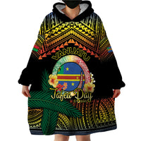 Personalised Tafea Day Wearable Blanket Hoodie Vanuatu Provinces Polynesian Pattern LT14 - Polynesian Pride