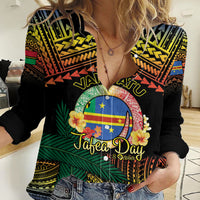 Personalised Tafea Day Women Casual Shirt Vanuatu Provinces Polynesian Pattern LT14 Female Black - Polynesian Pride