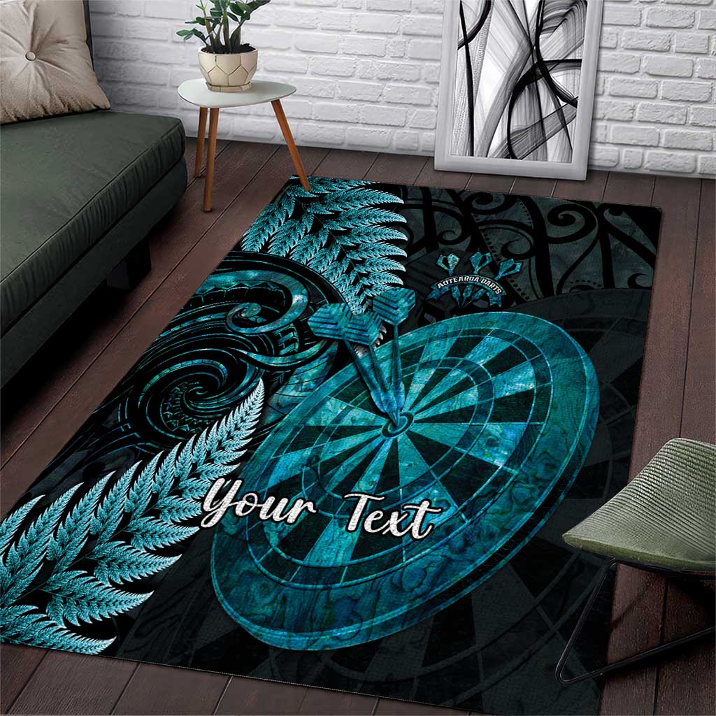 Personalised New Zealand Darts Area Rug Happiness Is A Tight Threesome Maori Paua Shell LT14 Turquoise - Polynesian Pride