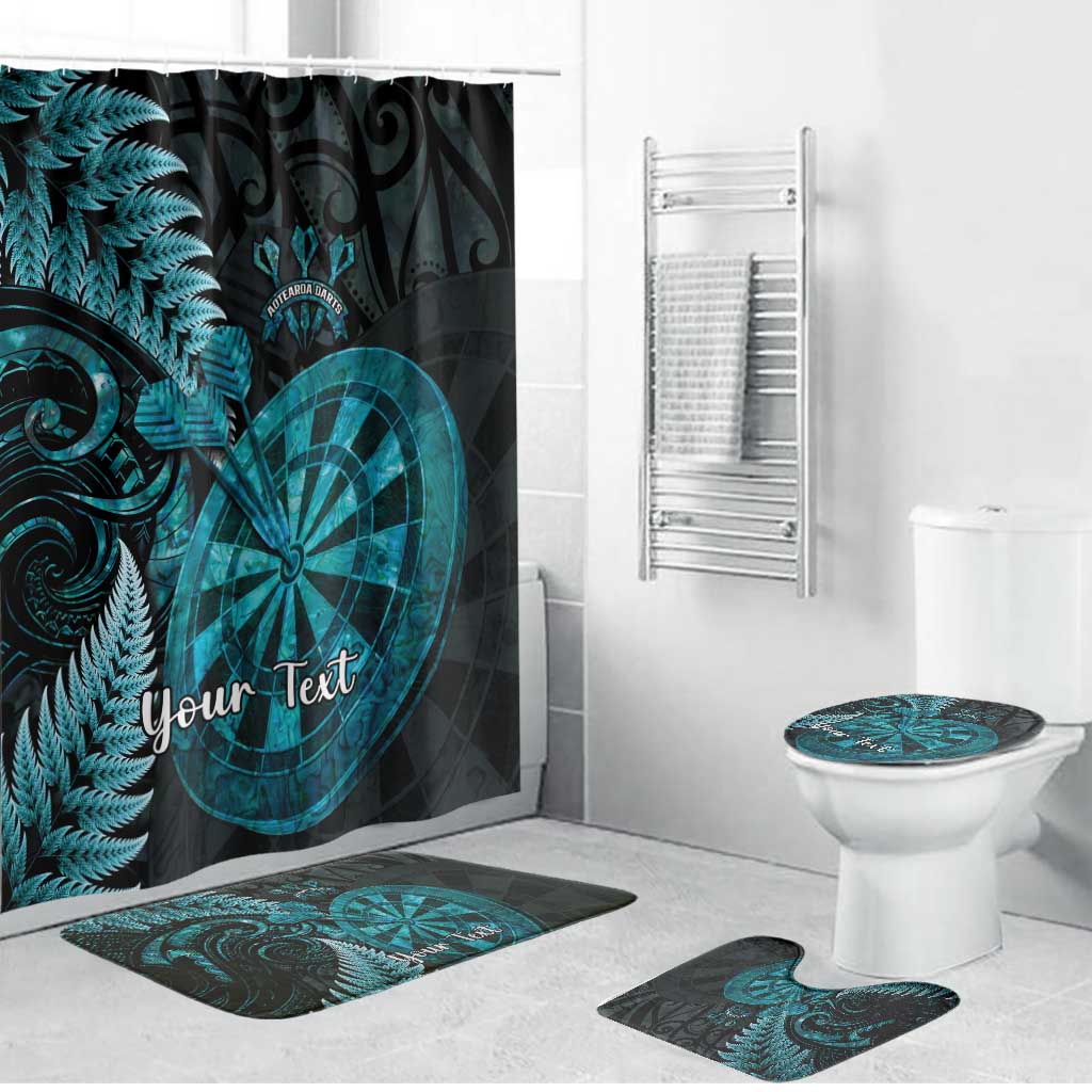 Personalised New Zealand Darts Bathroom Set Happiness Is A Tight Threesome Maori Paua Shell LT14 Bathroom Set (4 pcs) Turquoise - Polynesian Pride