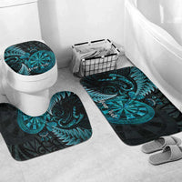 Personalised New Zealand Darts Bathroom Set Happiness Is A Tight Threesome Maori Paua Shell LT14 Mat Set Only (3 pcs) One Size Turquoise - Polynesian Pride