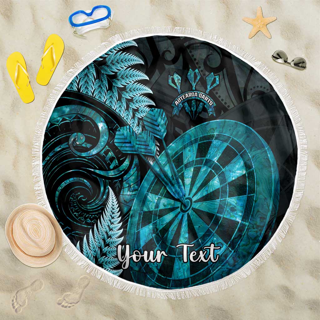 Personalised New Zealand Darts Beach Blanket Happiness Is A Tight Threesome Maori Paua Shell LT14 One Size 150cm Turquoise - Polynesian Pride
