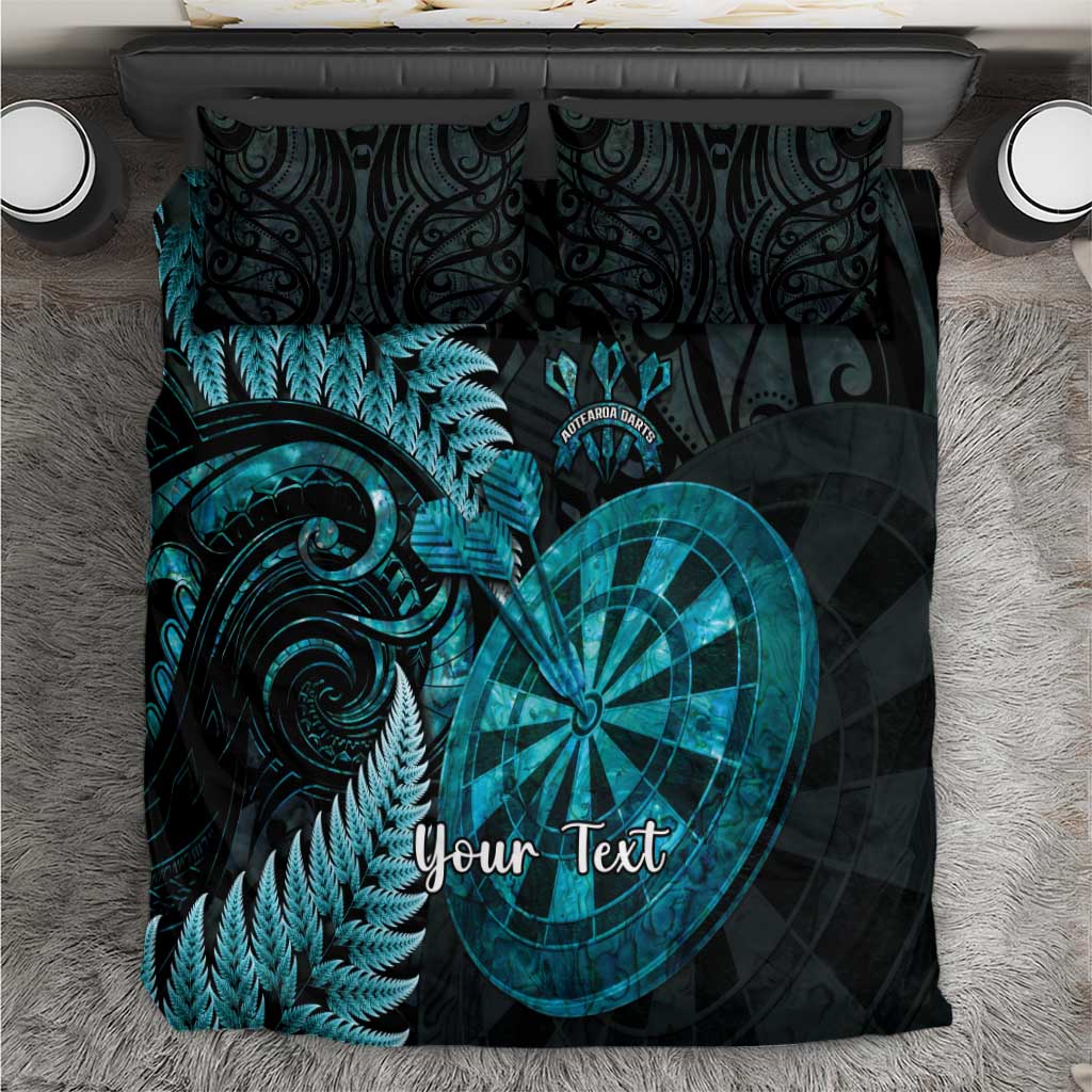 Personalised New Zealand Darts Bedding Set Happiness Is A Tight Threesome Maori Paua Shell LT14 Turquoise - Polynesian Pride