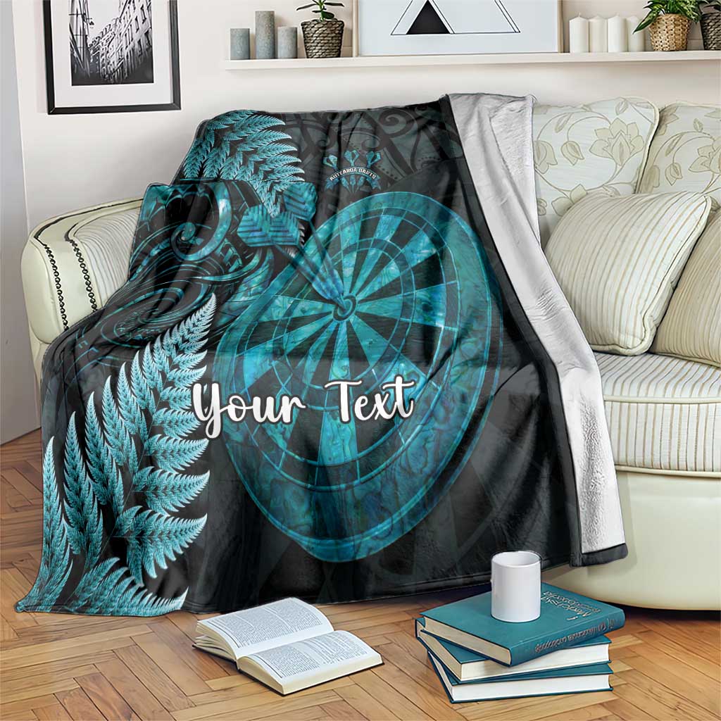 Personalised New Zealand Darts Blanket Happiness Is A Tight Threesome Maori Paua Shell LT14 Turquoise - Polynesian Pride