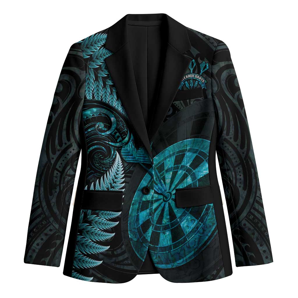 Personalised New Zealand Darts Blazer Happiness Is A Tight Threesome Maori Paua Shell LT14 Unisex Turquoise - Polynesian Pride