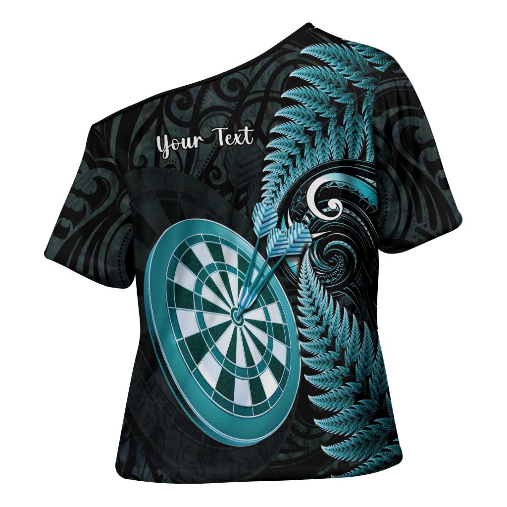 Personalised New Zealand Darts Cross Shoulder Shirt Happiness Is A Tight Threesome Maori Paua Shell LT14 - Polynesian Pride