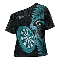 Personalised New Zealand Darts Cross Shoulder Shirt Happiness Is A Tight Threesome Maori Paua Shell LT14 - Polynesian Pride