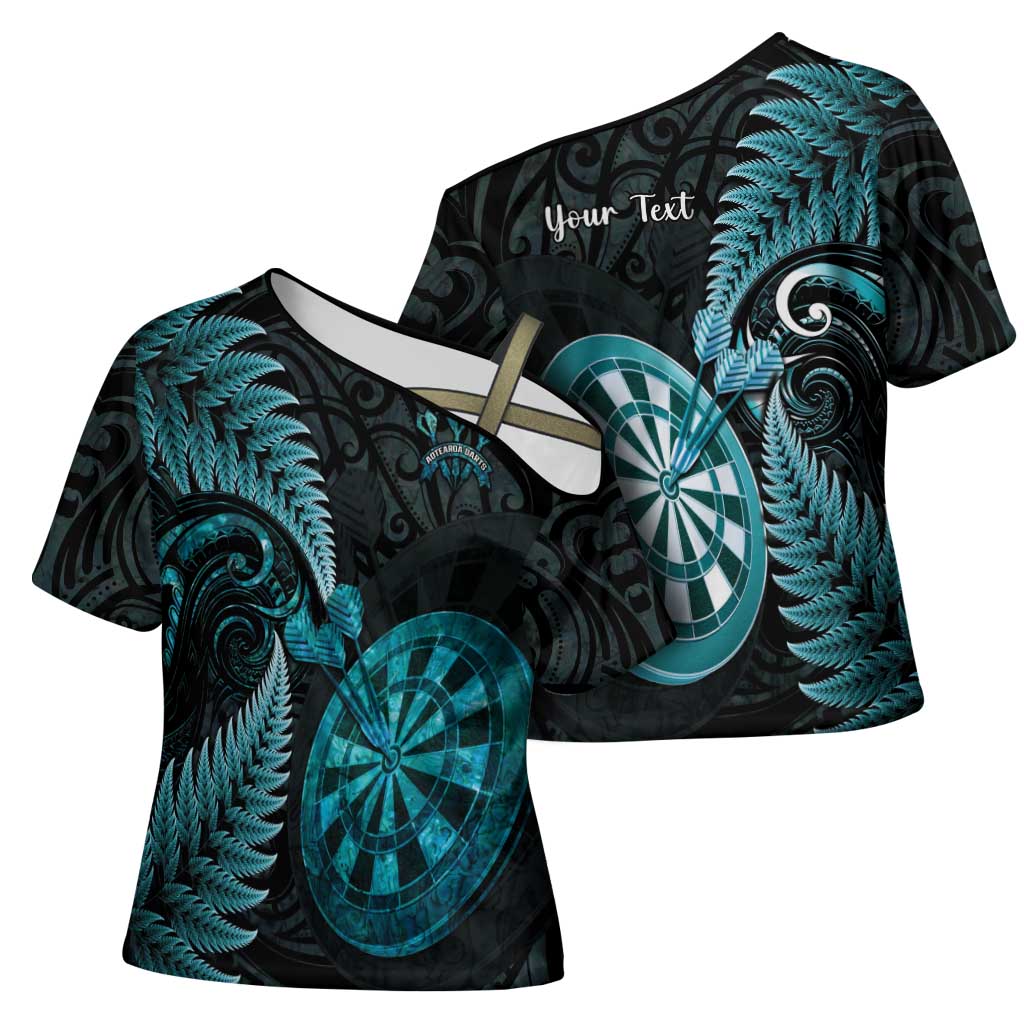 Personalised New Zealand Darts Cross Shoulder Shirt Happiness Is A Tight Threesome Maori Paua Shell LT14 - Polynesian Pride