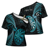 Personalised New Zealand Darts Cross Shoulder Shirt Happiness Is A Tight Threesome Maori Paua Shell LT14 - Polynesian Pride