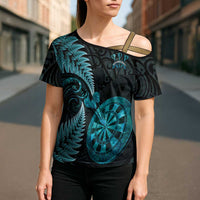 Personalised New Zealand Darts Cross Shoulder Shirt Happiness Is A Tight Threesome Maori Paua Shell LT14 - Polynesian Pride
