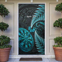 Personalised New Zealand Darts Door Cover Happiness Is A Tight Threesome Maori Paua Shell LT14 Turquoise - Polynesian Pride