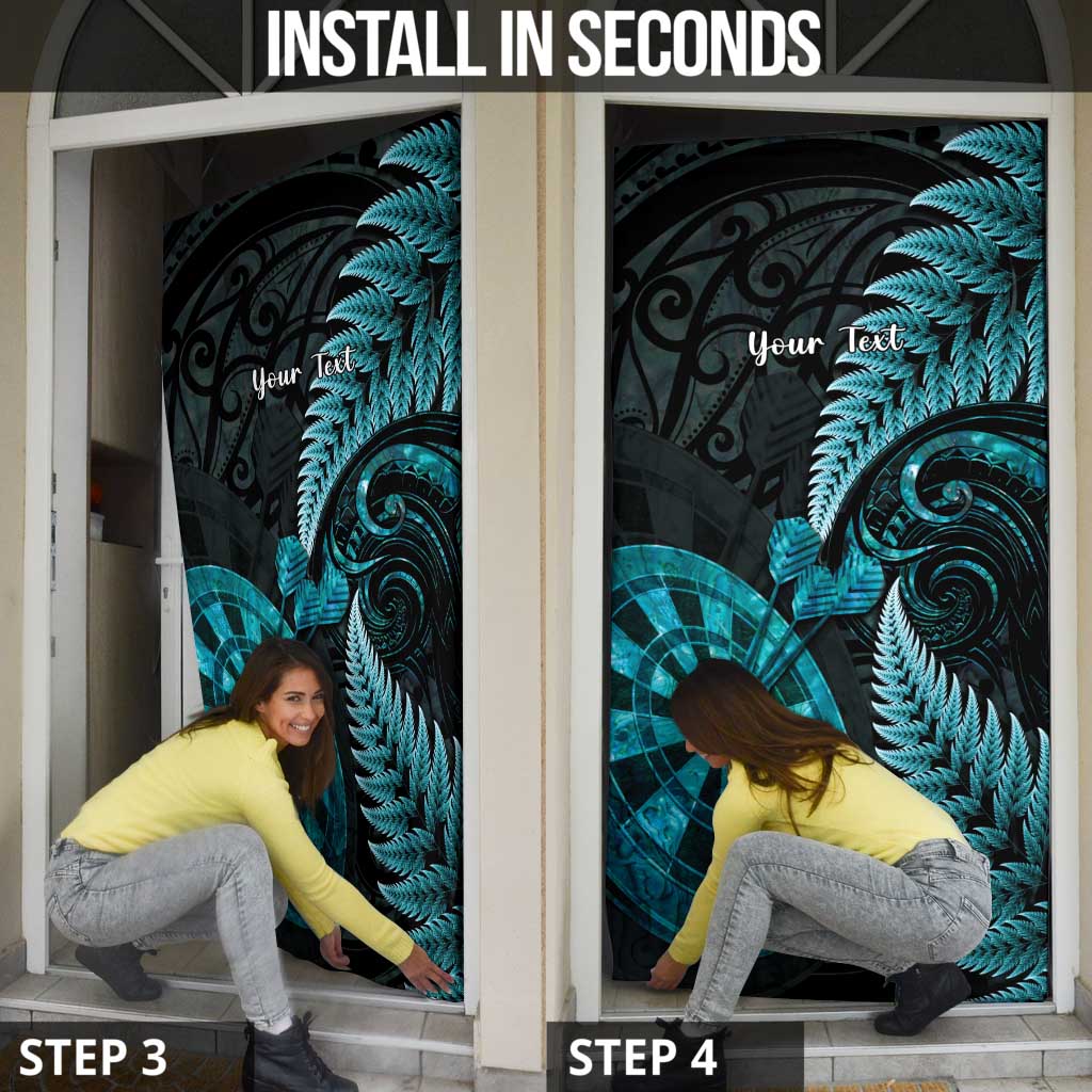 Personalised New Zealand Darts Door Cover Happiness Is A Tight Threesome Maori Paua Shell LT14 - Polynesian Pride