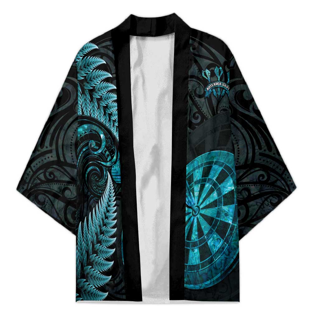 Personalised New Zealand Darts Kimono Happiness Is A Tight Threesome Maori Paua Shell LT14 Unisex Turquoise - Polynesian Pride
