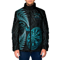 Personalised New Zealand Darts Padded Jacket Happiness Is A Tight Threesome Maori Paua Shell LT14 Men Turquoise - Polynesian Pride