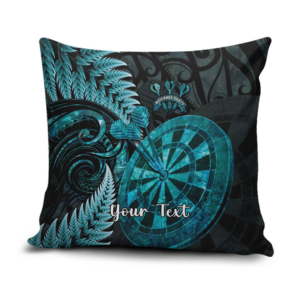 Personalised New Zealand Darts Pillow Cover Happiness Is A Tight Threesome Maori Paua Shell LT14 Turquoise - Polynesian Pride