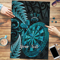 Personalised New Zealand Darts Puzzle Happiness Is A Tight Threesome Maori Paua Shell LT14 Turquoise - Polynesian Pride