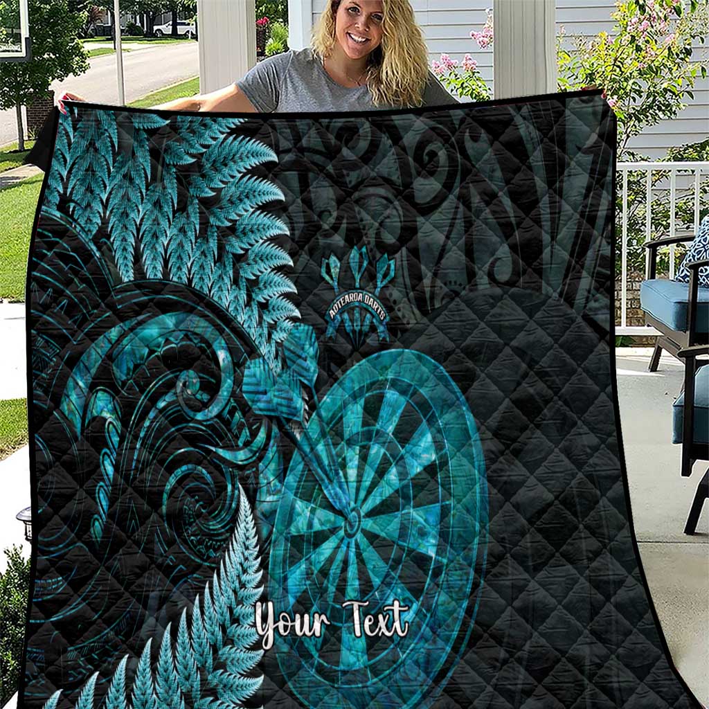 Personalised New Zealand Darts Quilt Happiness Is A Tight Threesome Maori Paua Shell LT14 Turquoise - Polynesian Pride