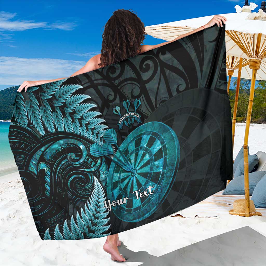 Personalised New Zealand Darts Sarong Happiness Is A Tight Threesome Maori Paua Shell LT14 One Size 44 x 66 inches Turquoise - Polynesian Pride