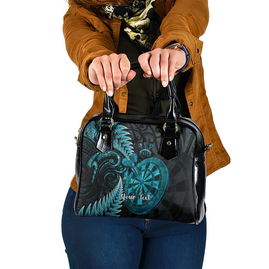 Personalised New Zealand Darts Shoulder Handbag Happiness Is A Tight Threesome Maori Paua Shell LT14 One Size Turquoise - Polynesian Pride