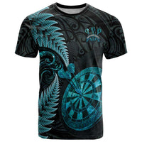 Personalised New Zealand Darts T Shirt Happiness Is A Tight Threesome Maori Paua Shell LT14 Turquoise - Polynesian Pride