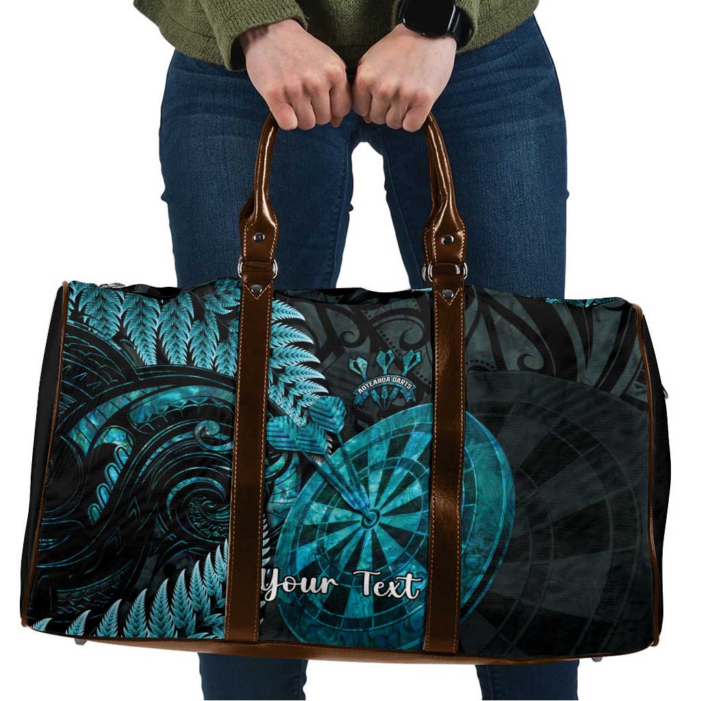 Personalised New Zealand Darts Travel Bag Happiness Is A Tight Threesome Maori Paua Shell LT14 Turquoise - Polynesian Pride