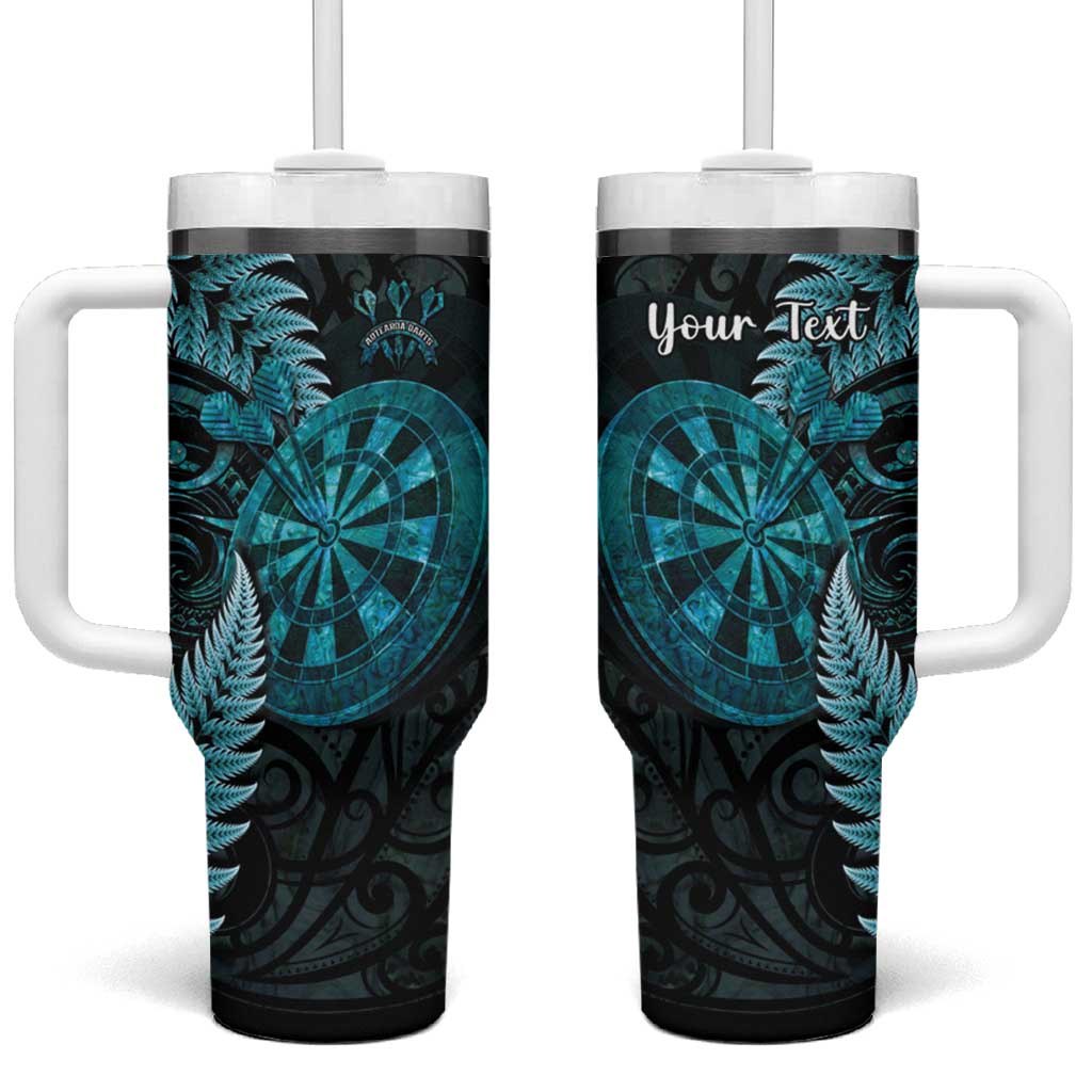 Personalised New Zealand Darts Tumbler With Handle Happiness Is A Tight Threesome Maori Paua Shell LT14 One Size: 40 oz Turquoise - Polynesian Pride