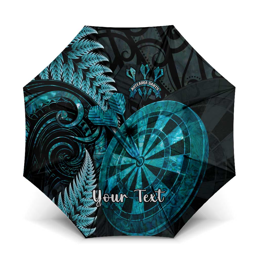 Personalised New Zealand Darts Umbrella Happiness Is A Tight Threesome Maori Paua Shell LT14 One Size Folded 11.42 inch Opened Diameter 37.4 inch Turquoise - Polynesian Pride
