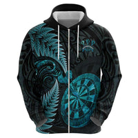 Personalised New Zealand Darts Zip Hoodie Happiness Is A Tight Threesome Maori Paua Shell LT14 - Polynesian Pride