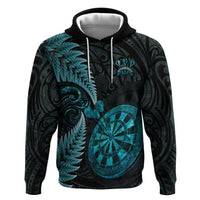 Personalised New Zealand Darts Zip Hoodie Happiness Is A Tight Threesome Maori Paua Shell LT14 Pullover Hoodie Turquoise - Polynesian Pride