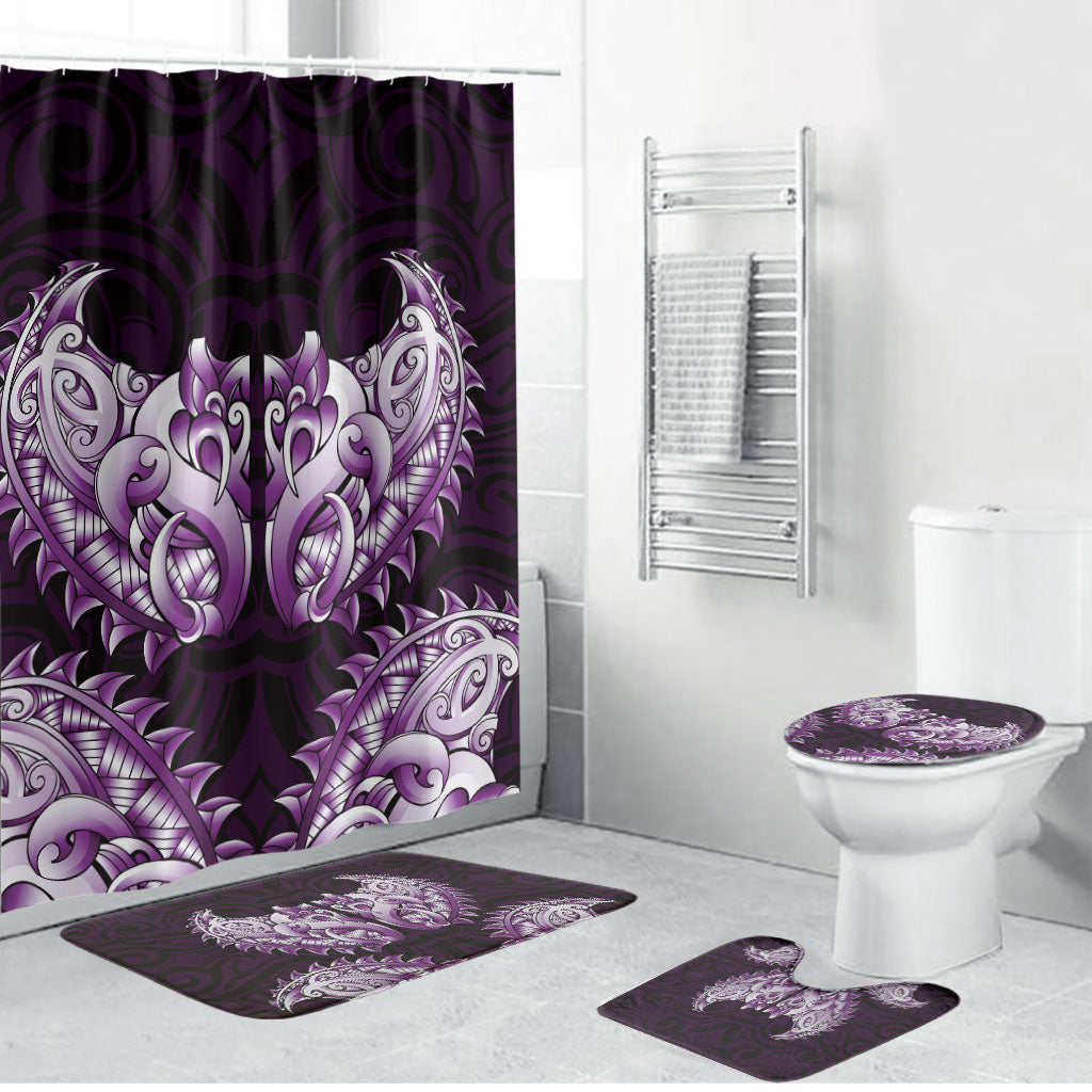 New Zealand Ta Moko Bathroom Set Aotearoa Maori Chest Tattoo Purple LT14 Bathroom Set (4 pcs) Purple - Polynesian Pride