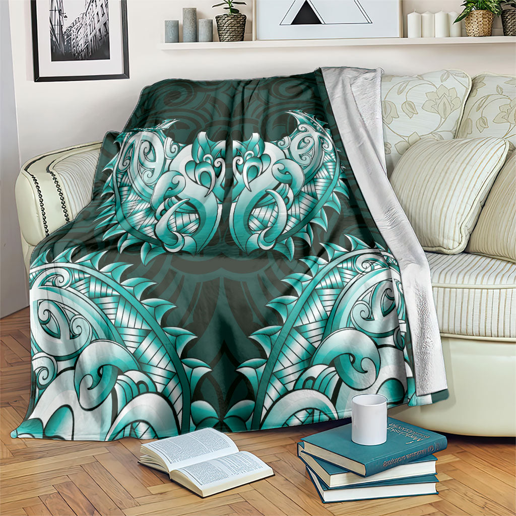 New Zealand Ta Moko Blanket Aotearoa Maori Chest Tattoo Turquoise LT14 Turquoise - Polynesian Pride