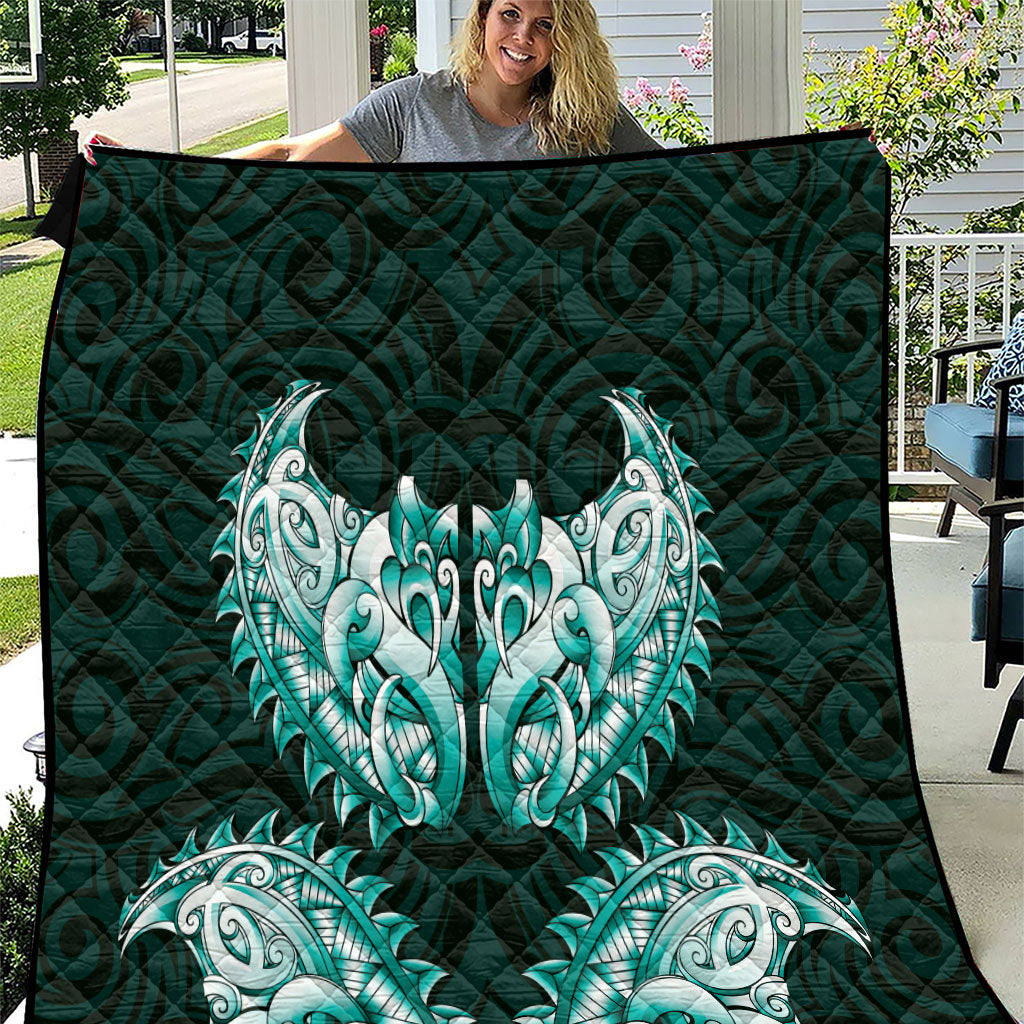 New Zealand Ta Moko Quilt Aotearoa Maori Chest Tattoo Turquoise LT14 Turquoise - Polynesian Pride