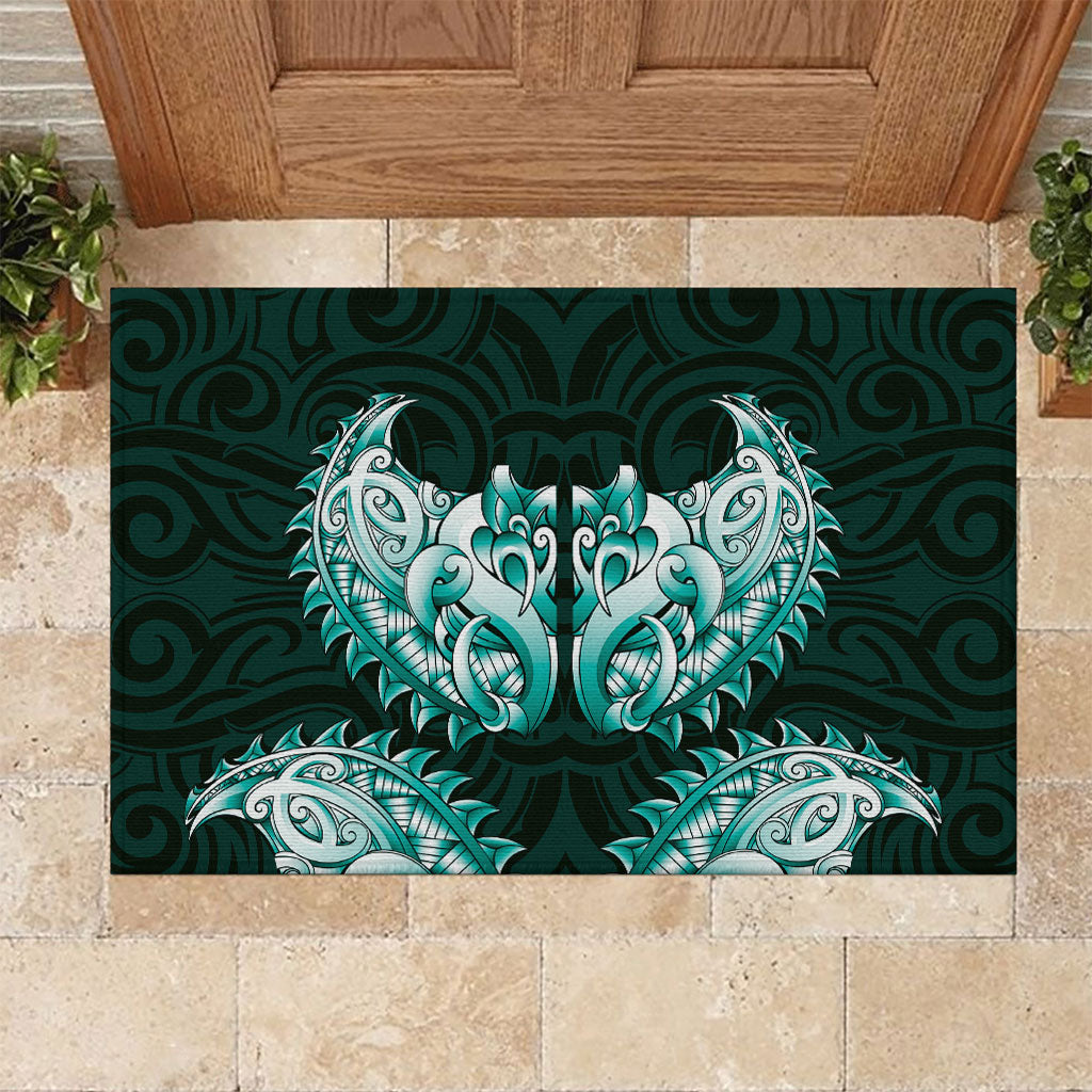 New Zealand Ta Moko Rubber Doormat Aotearoa Maori Chest Tattoo Turquoise LT14 Turquoise - Polynesian Pride