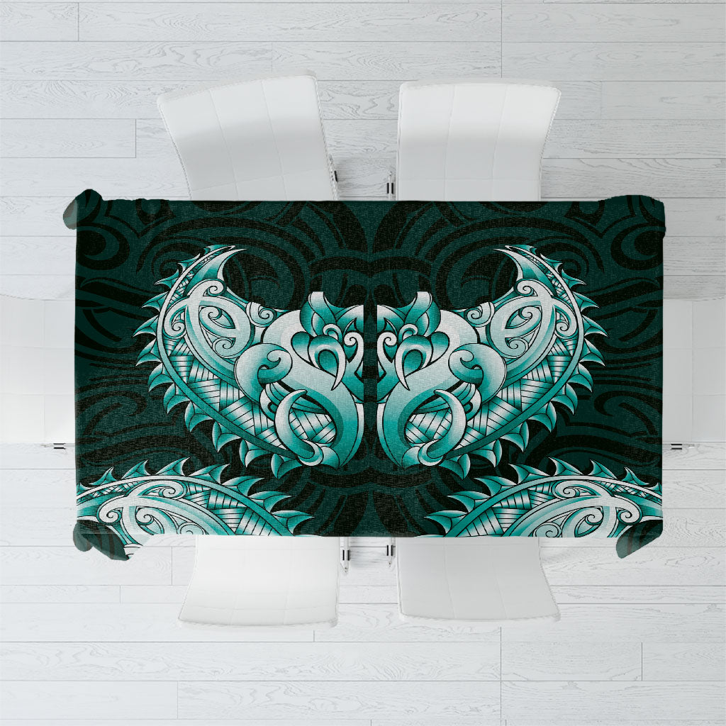New Zealand Ta Moko Tablecloth Aotearoa Maori Chest Tattoo Turquoise LT14 Turquoise - Polynesian Pride
