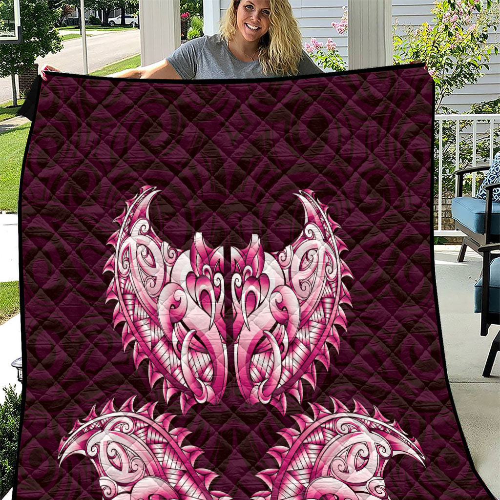 New Zealand Ta Moko Quilt Aotearoa Maori Chest Tattoo Pink LT14 Pink - Polynesian Pride